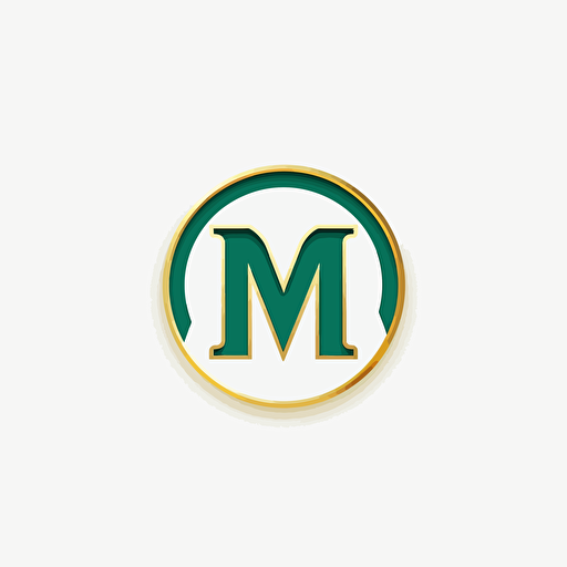 logo design. Fonts only. Letter M. Minimalist, trendy, gold and green. flat design. vector. white background