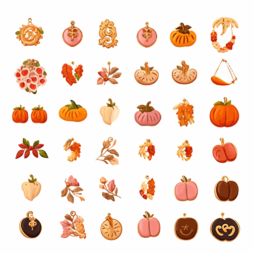 vector image of a collection of fall-themed earrings white background