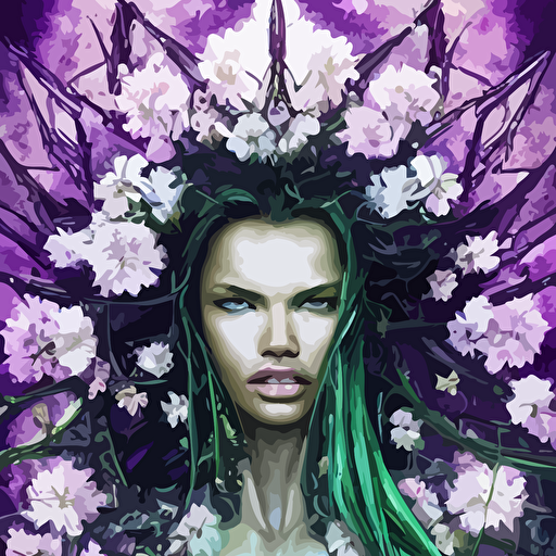 portrait adriana lima everreaching goddess despair futuristic diety inside future fighter sci fi fantasy intricate lush garden spaceship sakura season flowers elegant human anatomy royal green nature light highly detailed digital painting artstation concept art smooth sharp focus illustration art tian zi wlop alphonse mucha masterpiece 3d blender