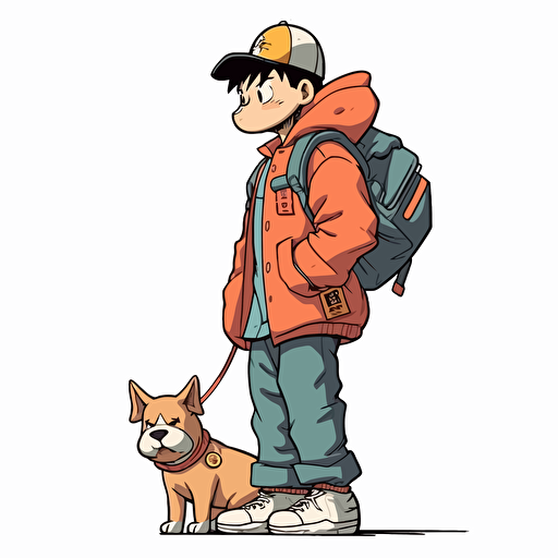 /Shiba Inu chav outfit, color palette, akira toriyama, dragon ball, chav outfit, side profile shot, cartoon 2d, cartoon anime, colors, surreal, Vector illustration, white background