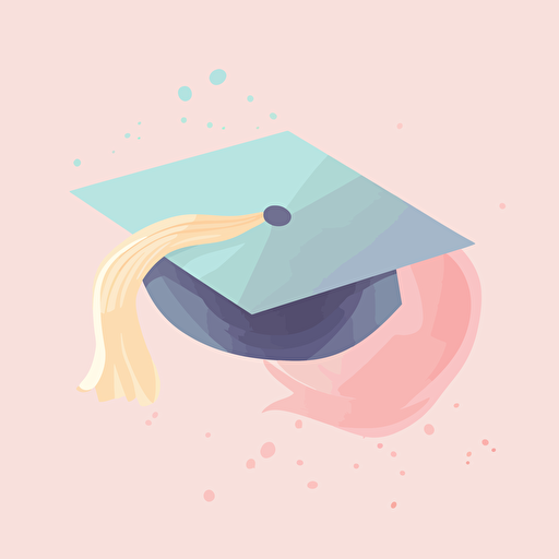 graduation cap, pastel, vector style, dribbble