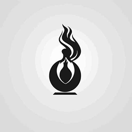 minimalistic logo, abstract earth with oracle figure holding a torch, black on white, vector style