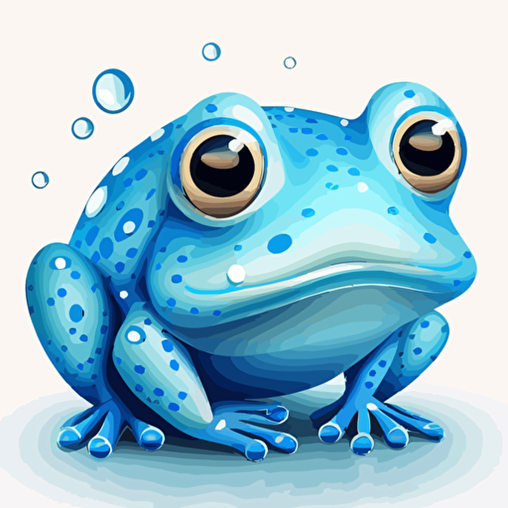 cute blue frog icon, 2d, vector