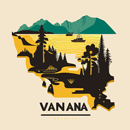 Flat, simple, vector image outline of vancouver island