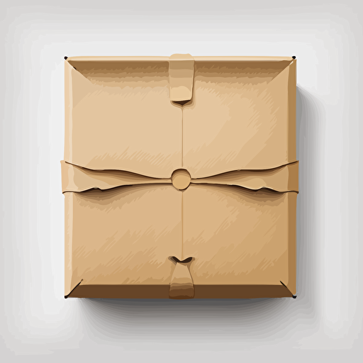 a closed package wrapped in craft paper on white background viewed from the top in vector art style