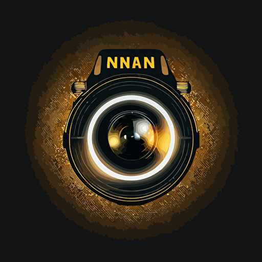 simple logo using nikon camera vector drawing, looking straight at camera from the front