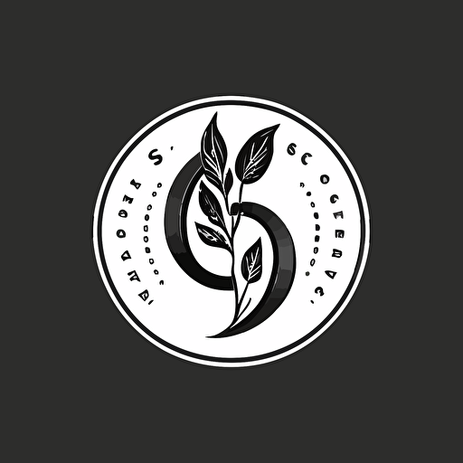 G S Lettermark Logo, simple, plant business, black and white, vector emblem, basic, low detail, smooth