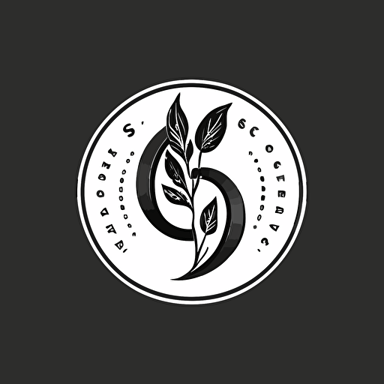G S Lettermark Logo, simple, plant business, black and white, vector emblem, basic, low detail, smooth