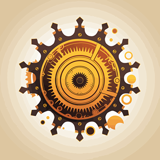 mechanical sun vector illustration, simple, modern,