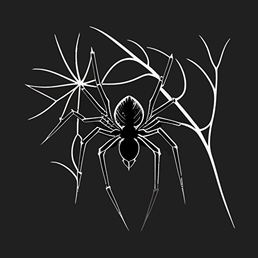 black and white, modern, simple, minimalistic spider with hops body, flat 2d, line, vector