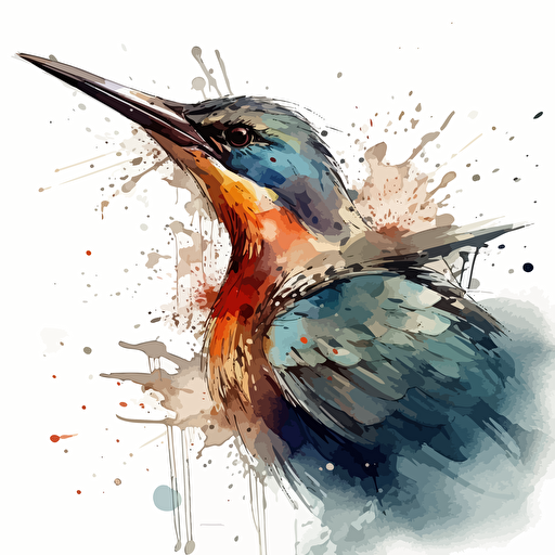 The fish-eating bird vector line watercolor infiltration has a strong sense of sketch.
