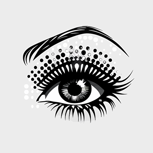 flat vector logo design of an eye make up of dots black and white