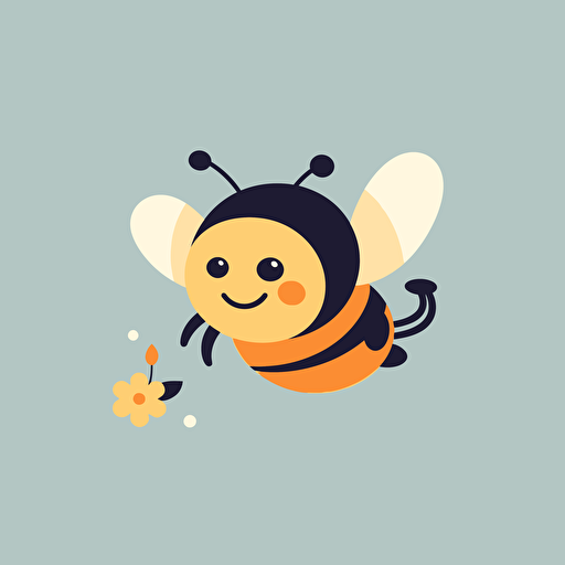 brand logo cute bee flying , ghibli style , flat design, minimalist, vectorial