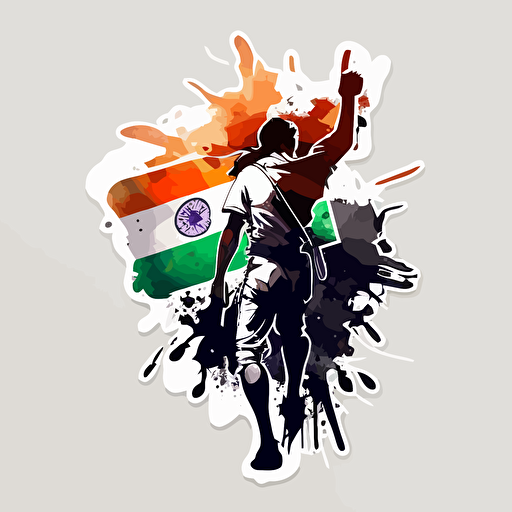 Art, sticker, contemporary, freedom fighter india, Watercolour,vector, white background