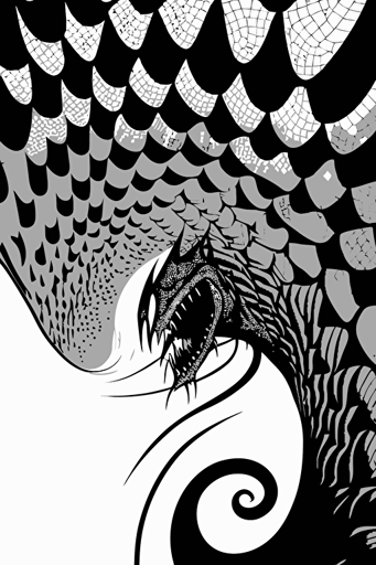 a lovecraftian [cosmic horror abomination] being sucked into a vortex drawn as a vector illustration, black on white, voronoi, parametric pattern, 20s pattern
