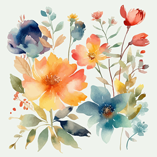 watercolour, aquarell, flower clipart, vector art