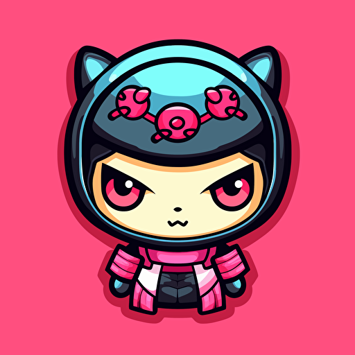 a logo of a funny ninja, japan style , cartoon head, 2d art, Hello Kitty aesthetics, vector
