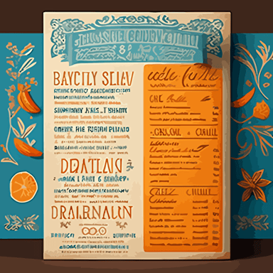 Restaurant, latin spanish Food menu designs, [blue and orange colour scheme here]::3 modern, clean, design, classy, vector, items, food, RTX