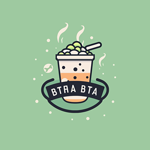 logo design, boba tea shop, flat, 2D, light green, simple style, vector