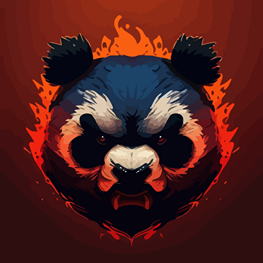 angry panda face vector drawing