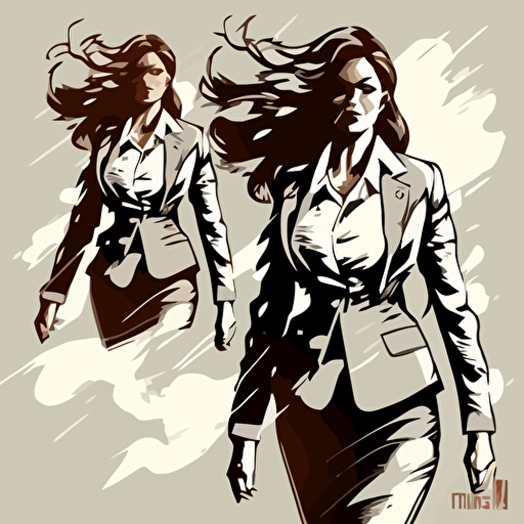 women in business suit storm top positions, detailed vector illustration
