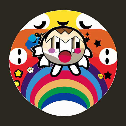 Takashi Murakami, basic, vector, logo, solid background, concept art, full moon