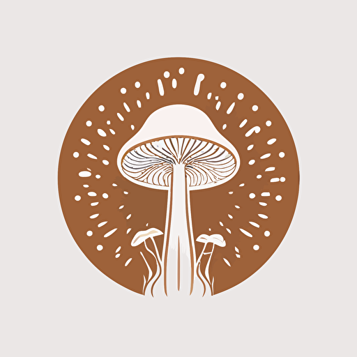 Round vector minimalistic logo of an outline of a mushroom, no text, no numbers, no writing,