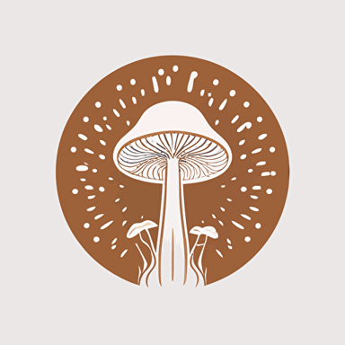 Round vector minimalistic logo of an outline of a mushroom, no text, no numbers, no writing,