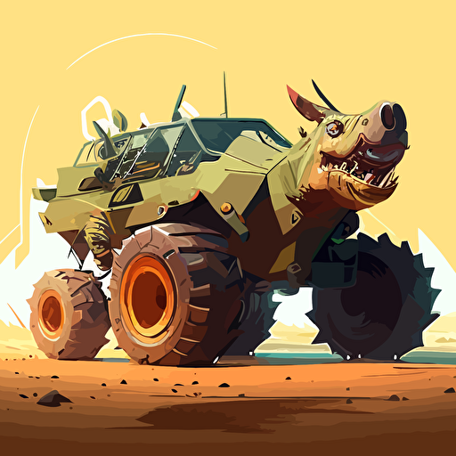 A warthog comes to life through the artistic use of vector art. Captured in a side shot, exuding an air of friendly focus through its cartoonish eyes. With a wry smile gracing its features, the creature conveys a perfect balance of warmth and ambition. The tire encircling the warthog seems to burn rubber, lending a dynamic touch to the design. This 2D cartoon-style logo is both captivating and memorable, embodying the company's unique spirit in every detail.