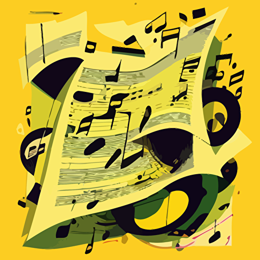 yellow Coherent vectorized cartoon sheet music ，color block