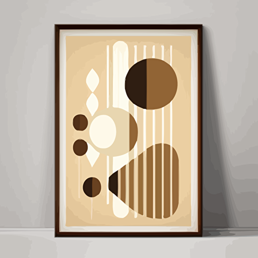 bown and beige mid century modern art print, minimalist, vector