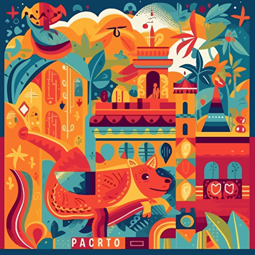 Vector illustration of Puerto Rico celebration Cinco de Mayo, in vibrant colors
