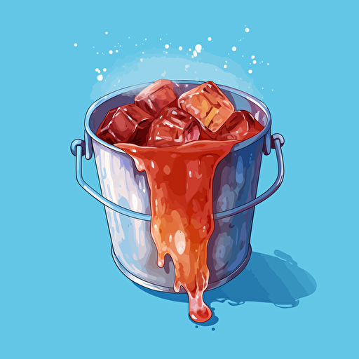a frozen human liver in a bucket of ice, vector art