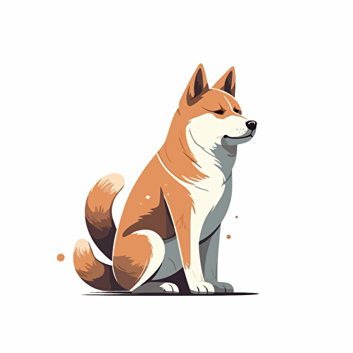 flat 2d vector, Shiba Inu wearing in anime style, 2/3 left side profile shot, Vector illustration, white background