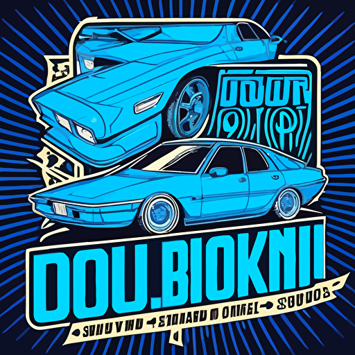 jdm related shop advertisement, highlight blue, vector