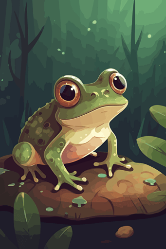 cutest cottagecore frog, vector, cute