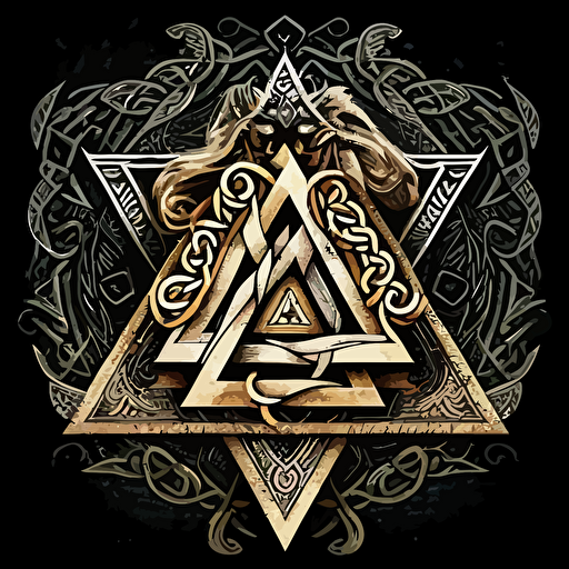 a high quality vector logo of the valknut, very detailed, centered