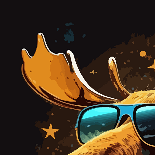 space moose wearing sunglasses vector logo
