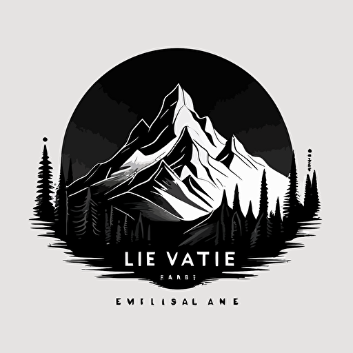minimalist logo for a luxirous health clinic in the mountains called elevate. Use only black and white. Vector style. Iconic.