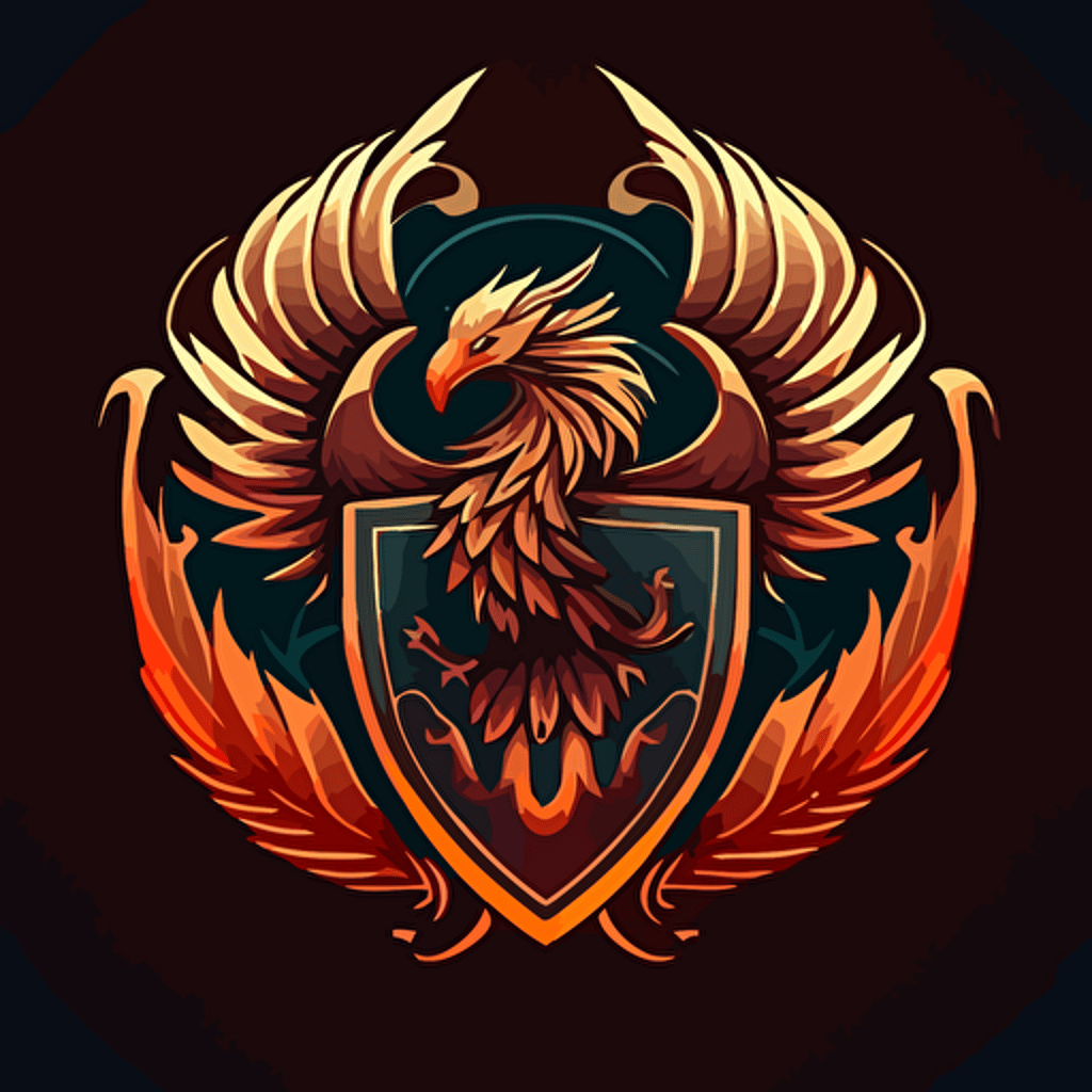 vector icon, pheonix on a simple shield