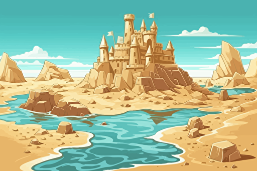Sandcastle on the blue sea in summertime vector