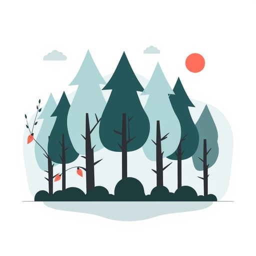 The Forest category features a collection of vector images inspired by various types of forests. You will find illustrations of lush green forests, mystical woodland scenes, eerie haunted forests, serene autumn landscapes, and more. These images capture the beauty and essence of nature's peaceful retreats.