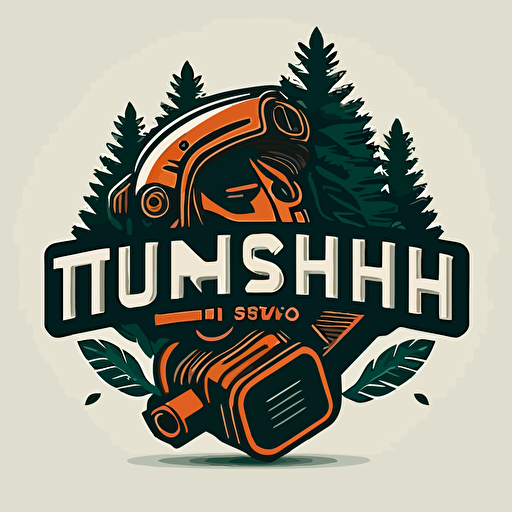tough company brand using stihl chainsaws with stylized vector art, digital art, business logo, sharp edges, clean cut, simple design.