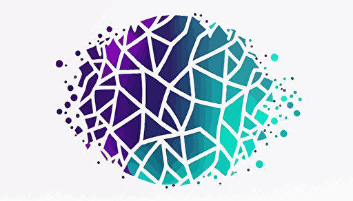 abstract vector minimalist logo , geometric, shadecell style for a machine learning , neural network and ai company, cyan and purple with white background