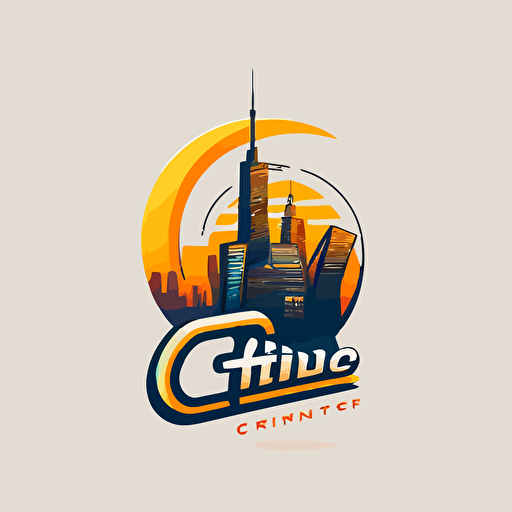 modern, vector, flat, logo for radio station, skyline, letter c