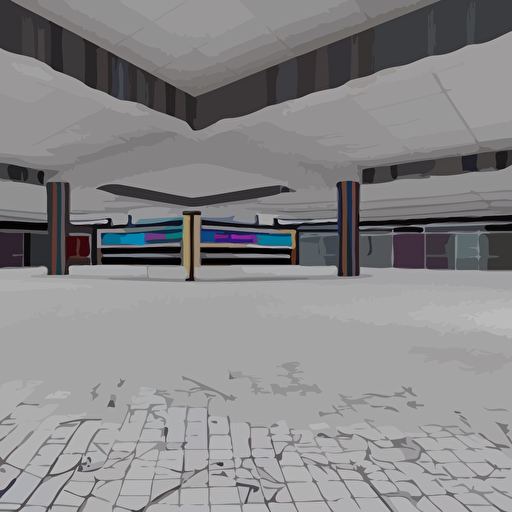 interior abandoned 1980 s mall vaporwave 3d render