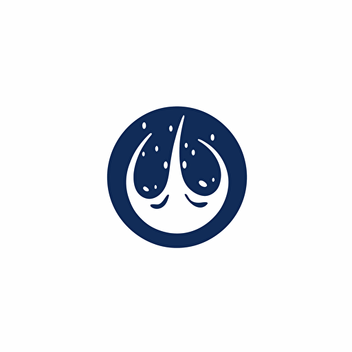 a round white, minimalistic, vector logo that incorporates a water droplet within a circle