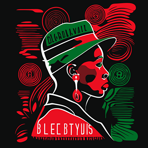 brooklyn in a tribe called quest cover style, red and green on black background, vector illustrated style