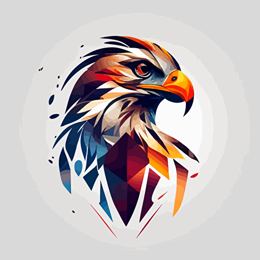 Create a logo that reflect falcon with a modern and captivating design,vector style,geometric,white backgrond
