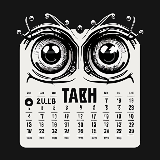 calendar logo with eyes, legs, arms, smile, modern, vector
